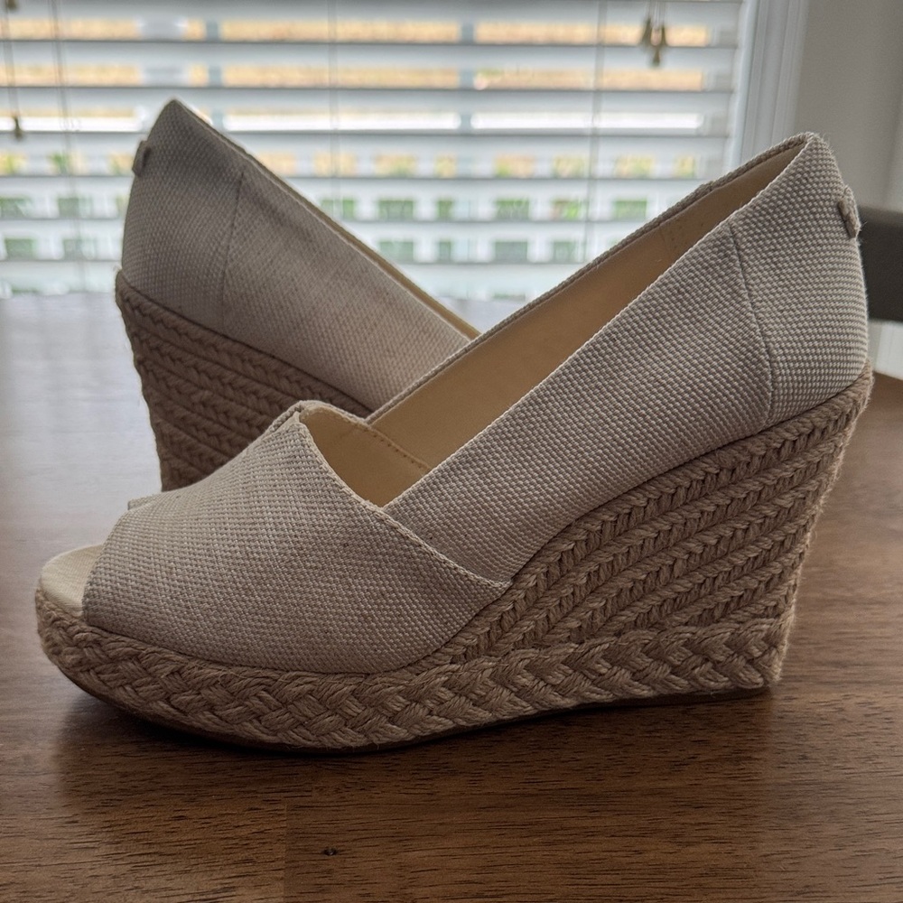 Toms Cream Wedge Espadrilles